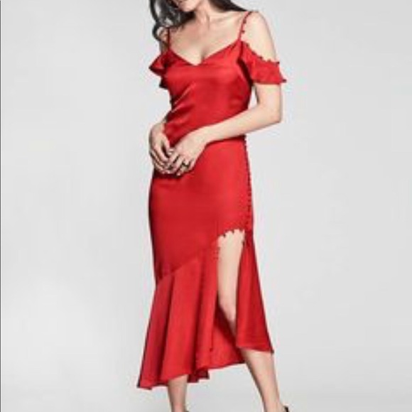 Marciano Red Satin Asymmetrical Maxi - Picture 2 of 6